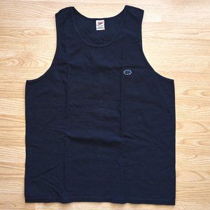Vintage SPEEDO Men's Navy Cotton Tank With Logo, Size XL, Made in USA